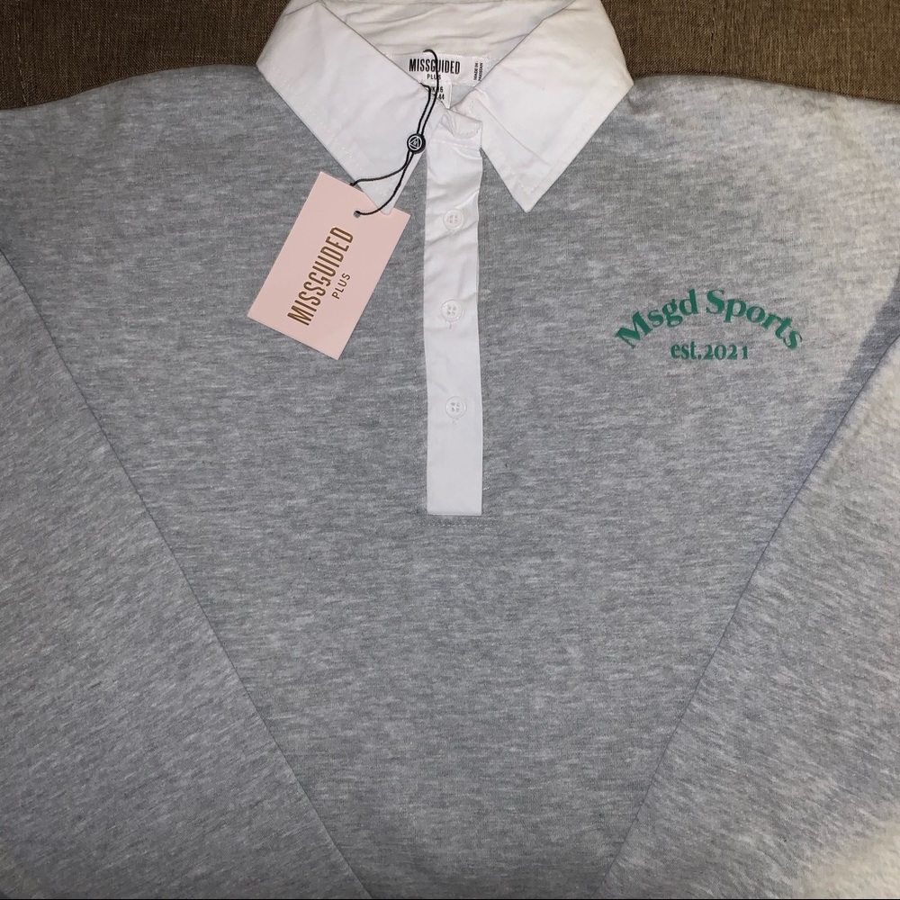 Plus Size Grey Missguided Sports Cricket Sweatshirt
